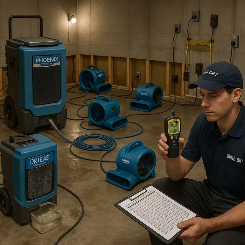 Structural Drying and Dehumidification process in Gruetli-Laager, TN
